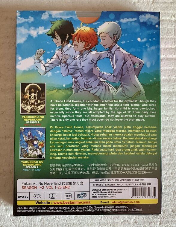 The Promised Neverland Yakusoku no Anime Season 1 & 2 DVD English