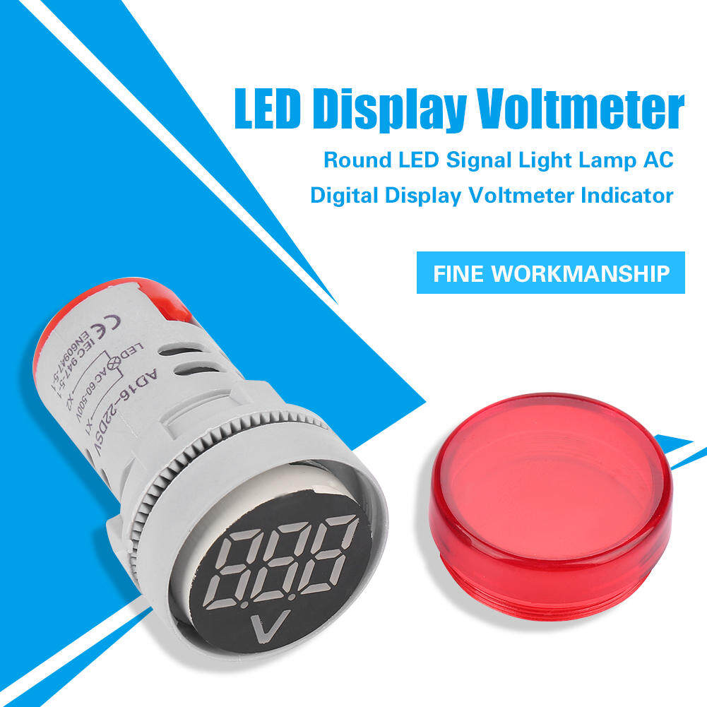 Round LED Signal Light Lamp AC Digital Display Voltmeter Indicator