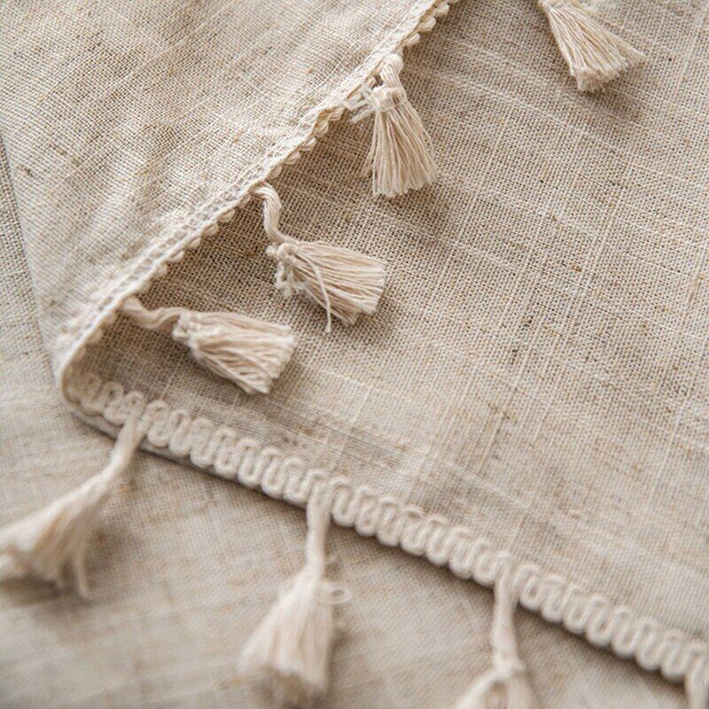Tablecloth Cotton and Linen Tapete Rectangular Tablecloth for Table Table Tassel Table Cover Simple Retro Japanese Tablecloth