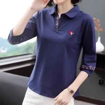 women's polo shirts 3 4 sleeve