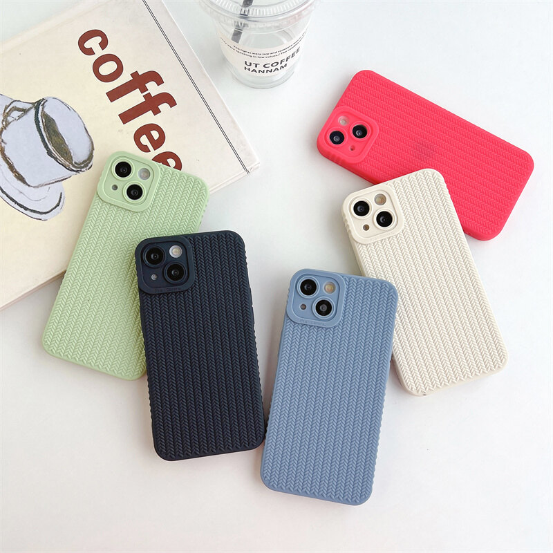 Woven leather soft case for iphone 7 8 plus se 3 2022 ,x xs max xr back cover for iphone 11 12 13 14 pro max shockproof soft back case