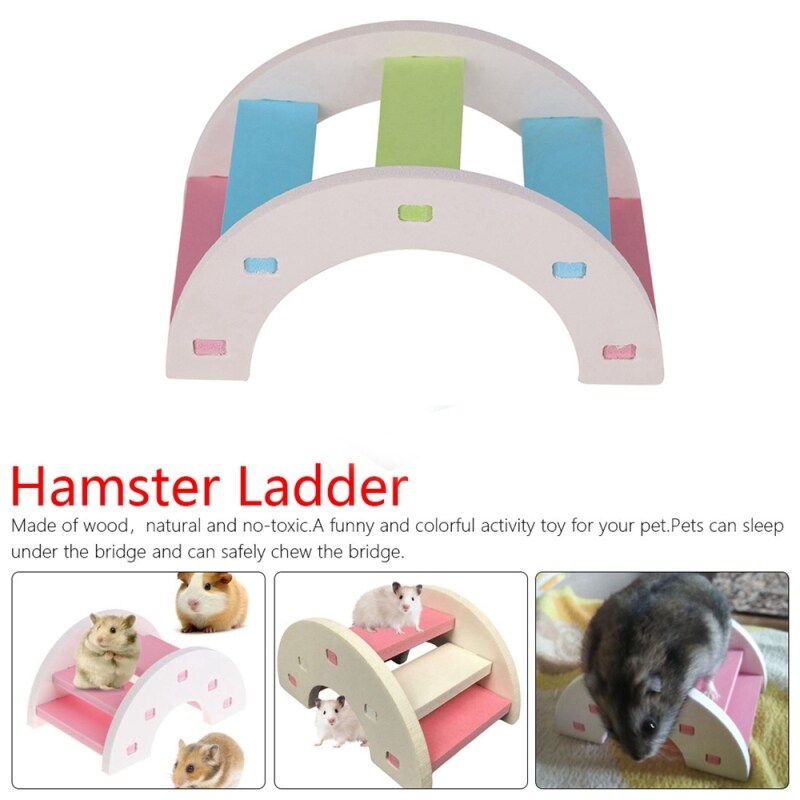 Hài Hước Lồng Chuột Linh Hoạt Phụ Kiện Sóc Đồ Chơi Gặm Cây Cầu Gỗ Đồ Chơi Cho Chuột Hamster Thang THANG LEO