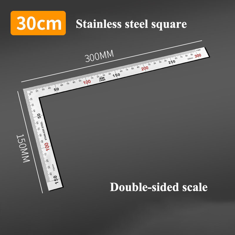 JJT triangle ruler 45 degrees 90 degrees square steel ruler L letter ruler level triangle ruler ruler