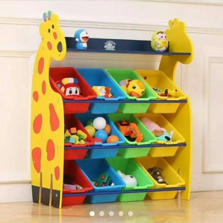 Ready Stock Giraffe Rack Kids Toy Organizer With 12 Giraffe Rack Kids Toy Organizer With 12
