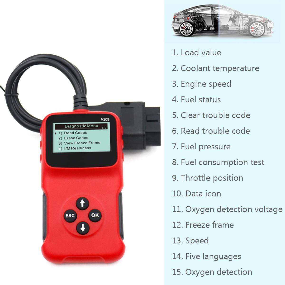 Đầu Đọc Máy Quét Chẩn Đoán Xe Ô Tô Cầm Tay EKLEVA OBD2 OBDII, Mã Lỗi Công Cụ Sửa Chữa Ô Tô OBDII Phổ Thông Công Cụ Chẩn Đoán