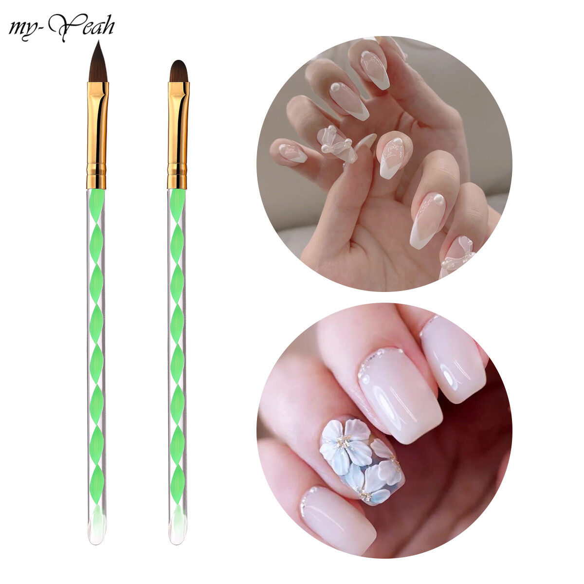 myyeah Nail Art Brush Acrylic Liquid Powder Nail  Extension Builder Flower Pattern Carving Painting Pen Manicure Tool