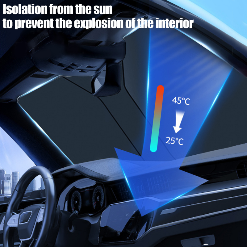 142*80cm Car Front Windshield Sun Shade Covers UV Protector Summer Cooling Folding Car Interior Heat Insulation Sun Visors Covers Car Accessories