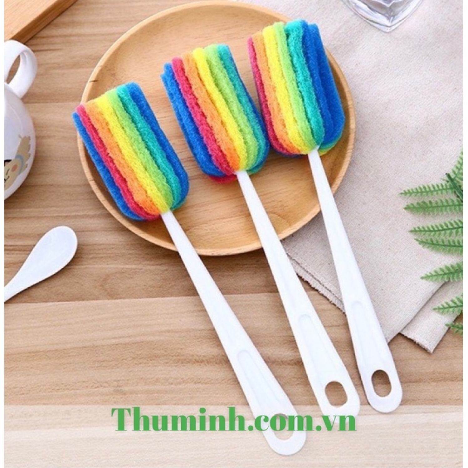 Cọ rửa ly cốc chén bình sữa mút tạo bọt 7 màu
