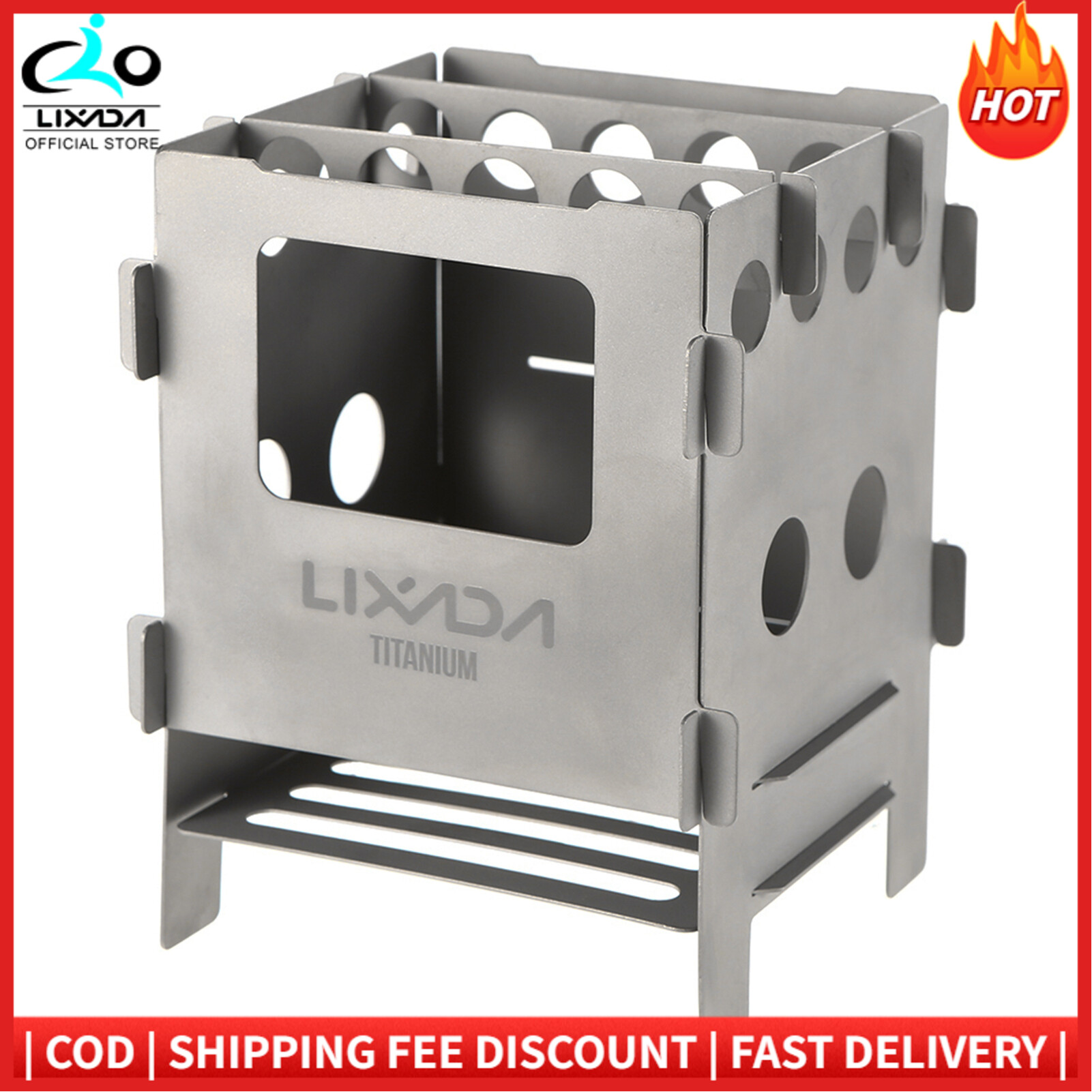 Lixada Portable Stainless Steel Lightweight Folding Wood Stove Pocket Stove Outdoor Camping Cooking Picnic Backpacking Stove