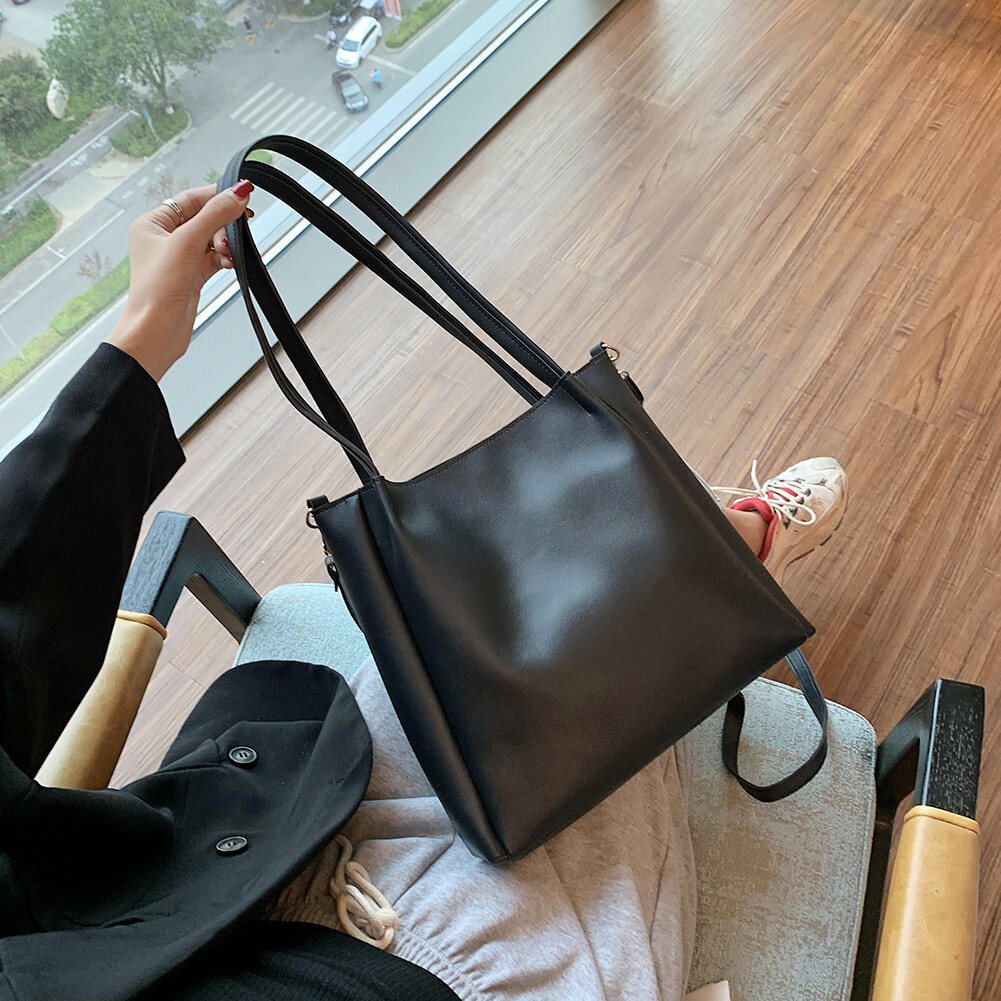 BAGOO Fashion PU Leather Solid Color Crossbody Bag Women Large Capacity Handbag Casual Travel Shoulder Shopping Totes