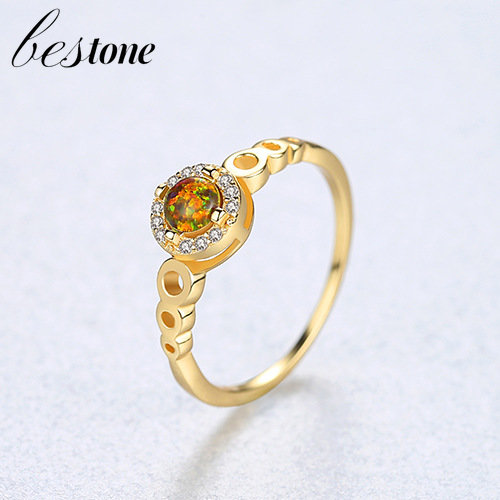 Bestone Nhẫn Opal 925 Bạc Opal Nhẫn Thời Trang Cho Nữ