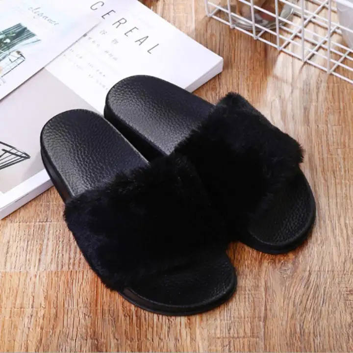 plush slide slippers
