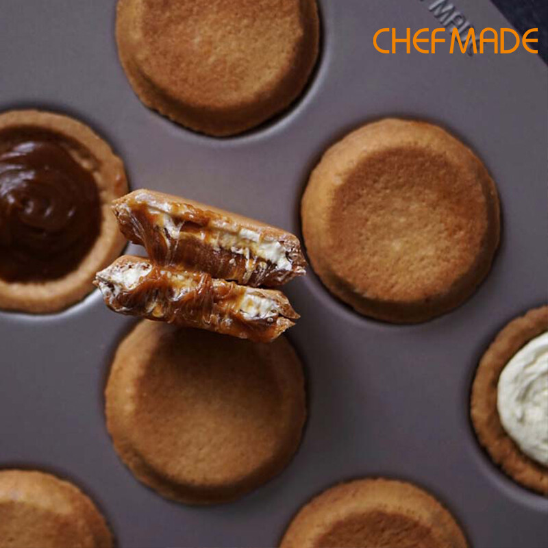 Chefmade 12 Cup Khuôn Bánh Quy Nhỏ Khuôn Khuôn Bánh Quy Nướng Không Khuôn Hình Que Dụng Cụ Làm Bánh Wkoopie Pan Wk9405