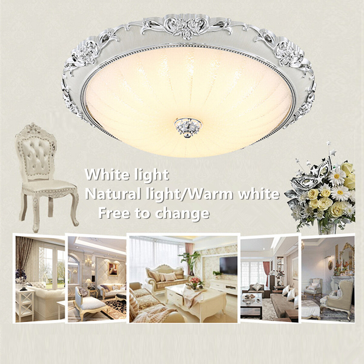 Đèn trần Led pha lê Châu Âu, Đèn Led phòng ngủ, đèn trần phòng khách, ban công lối đi phòng ăn