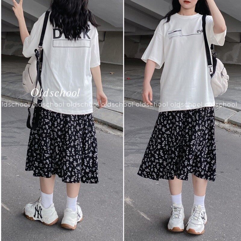 (Oldschoolcloth)CHÂN VÁY HOA ULZZANG CẠP CHUN (ảnh thật/sẵn)