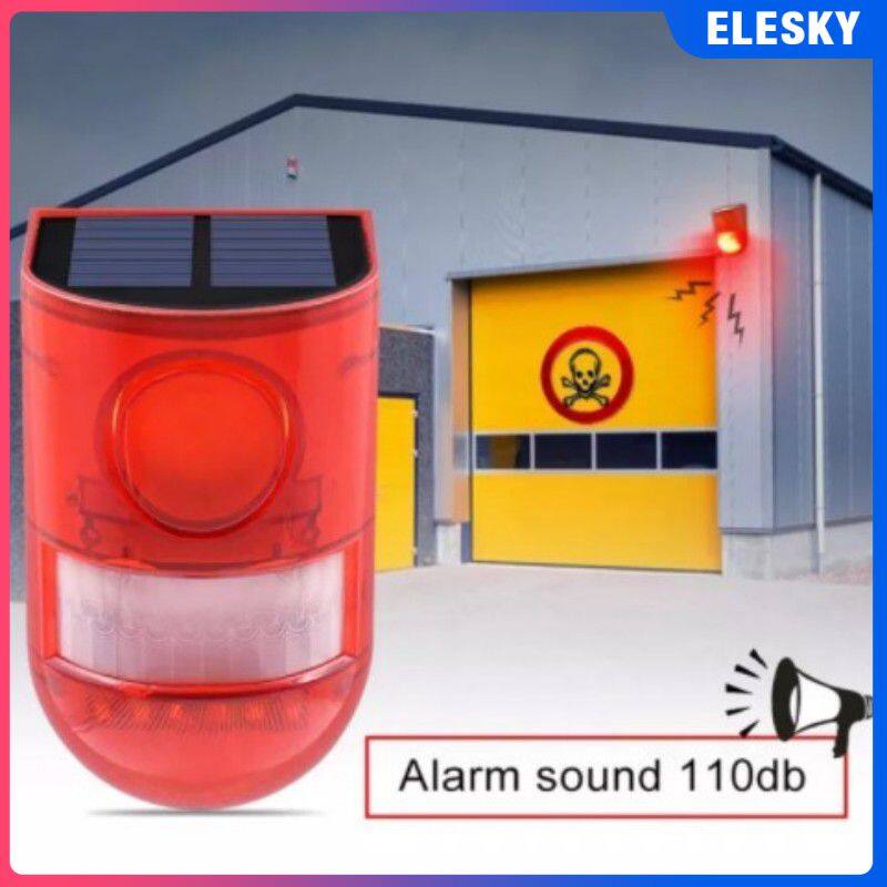 Elesky Solar Alarm Light Human Body Sensing Remote Control Security Siren IP65 PIR Motion Sensor Detector Wall Light For Home Yard Outdoor