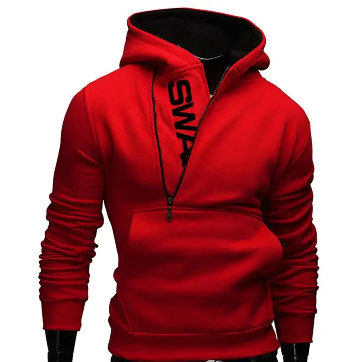 slanted zipper hoodie