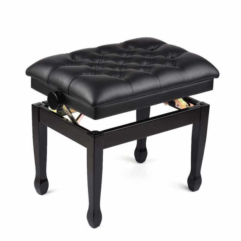 Deluxe Wooden Piano Bench Stool Comfortable Soft Cushion Padded Adjustable Height Black (Standard) Malaysia