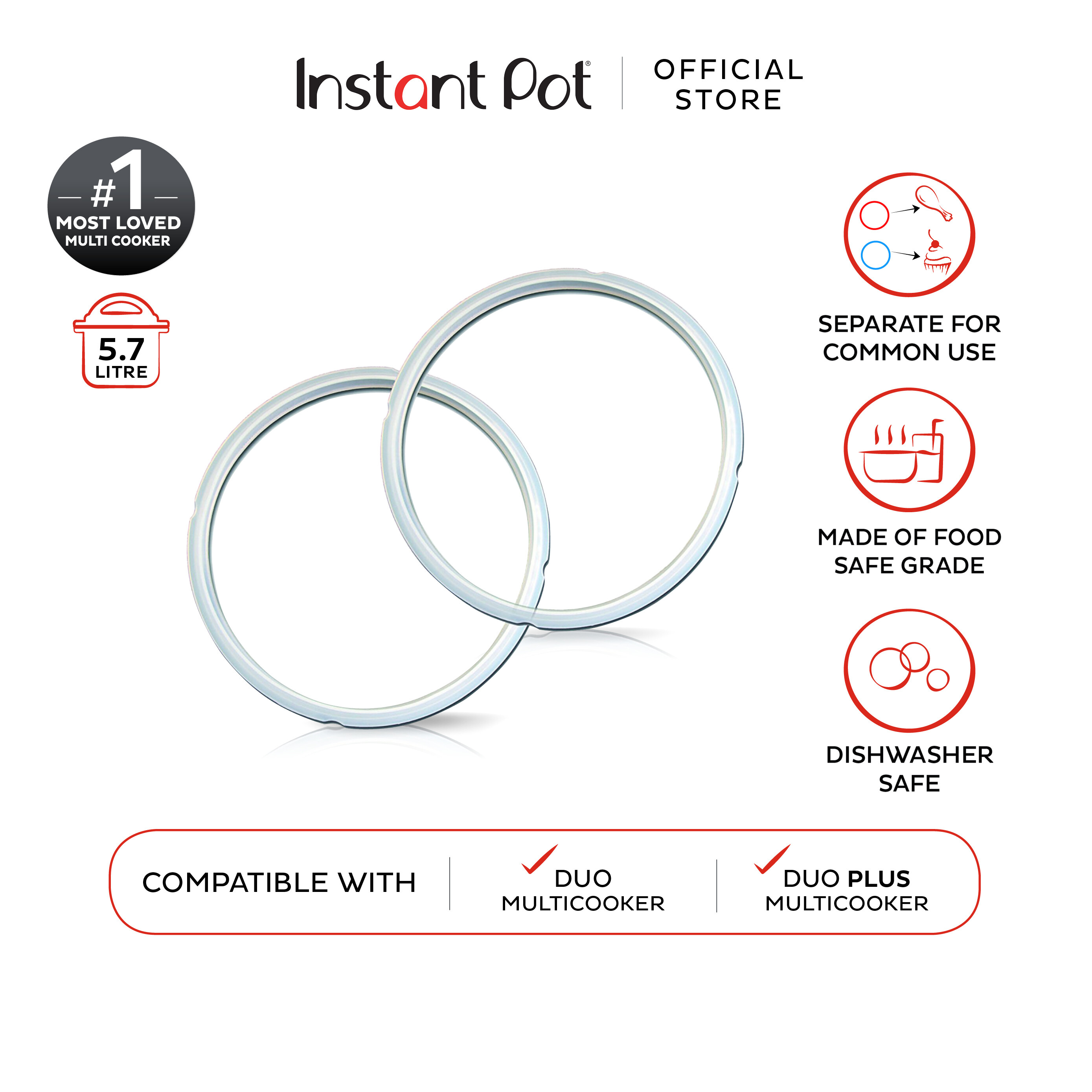 Instant Pot Twin Pack Clear Sealing Rings (6 QT Lazada