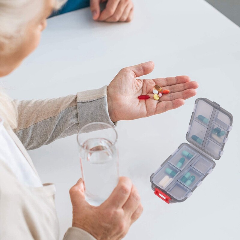 10-grid Mini Pill Storage Box Travel Portable Double-layer Folding Pill Box