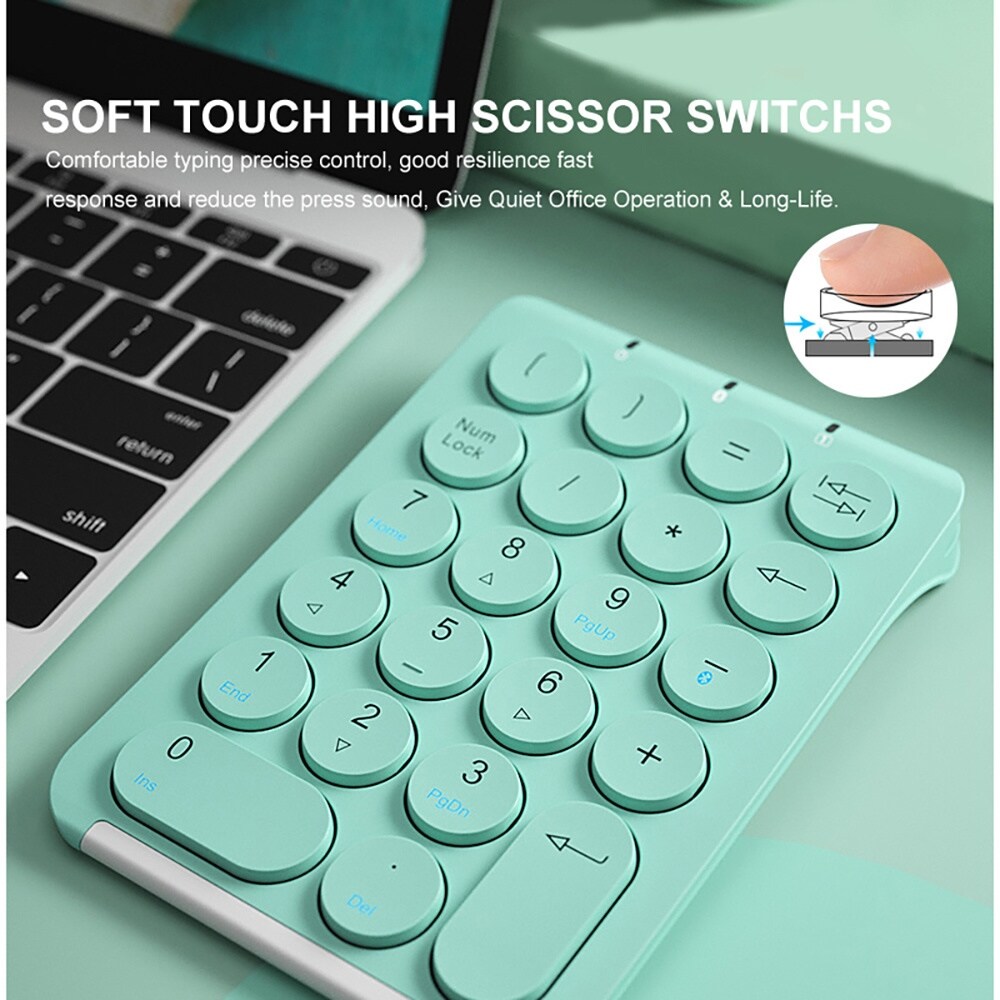 Bluetooth Wireless Number Pad 22 Keys Wireless Financial Accounting Numeric Keypad External Numpad Numbers Keyboard for Laptop
