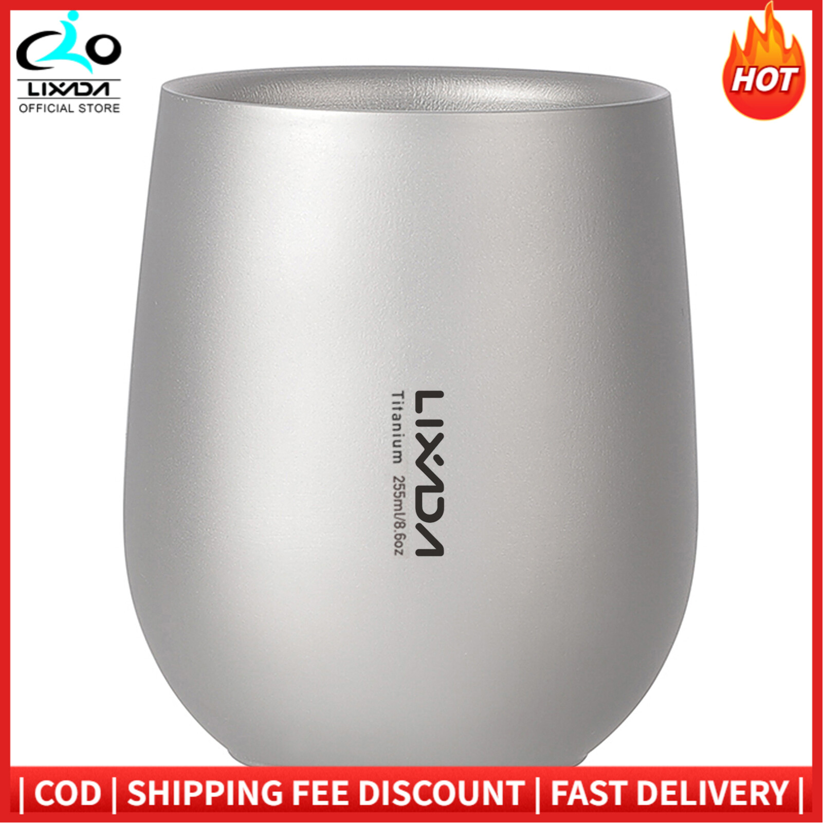 Lixada 255ml Ultralight Titanium Double Wall Insulated Water Cup Tea Cup Mug for Outdoor Camping Hiking Backpacking Home Office