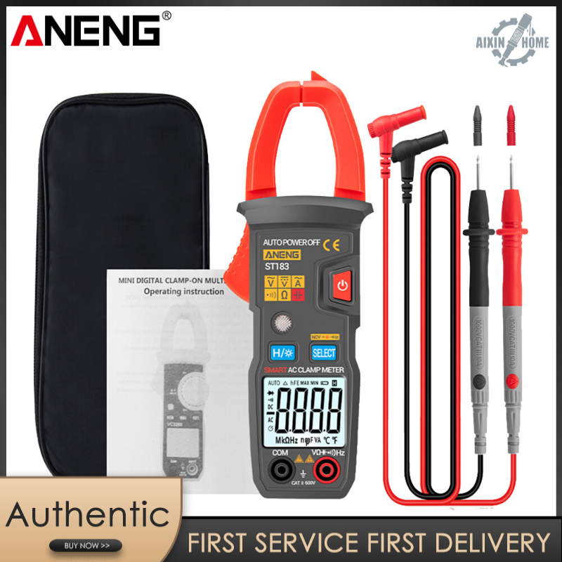 ANENG ST183 6000 Counts Digital AC Current Clamp Meter 600A Automatic Range Multimeter with Backlight Voltage Meter Clamp Gauge NCV Test Clamp Ammeter Universal Meter Tester Measuring Capacitance / AC Current / AC/DC Voltage / Resistance / Frequency