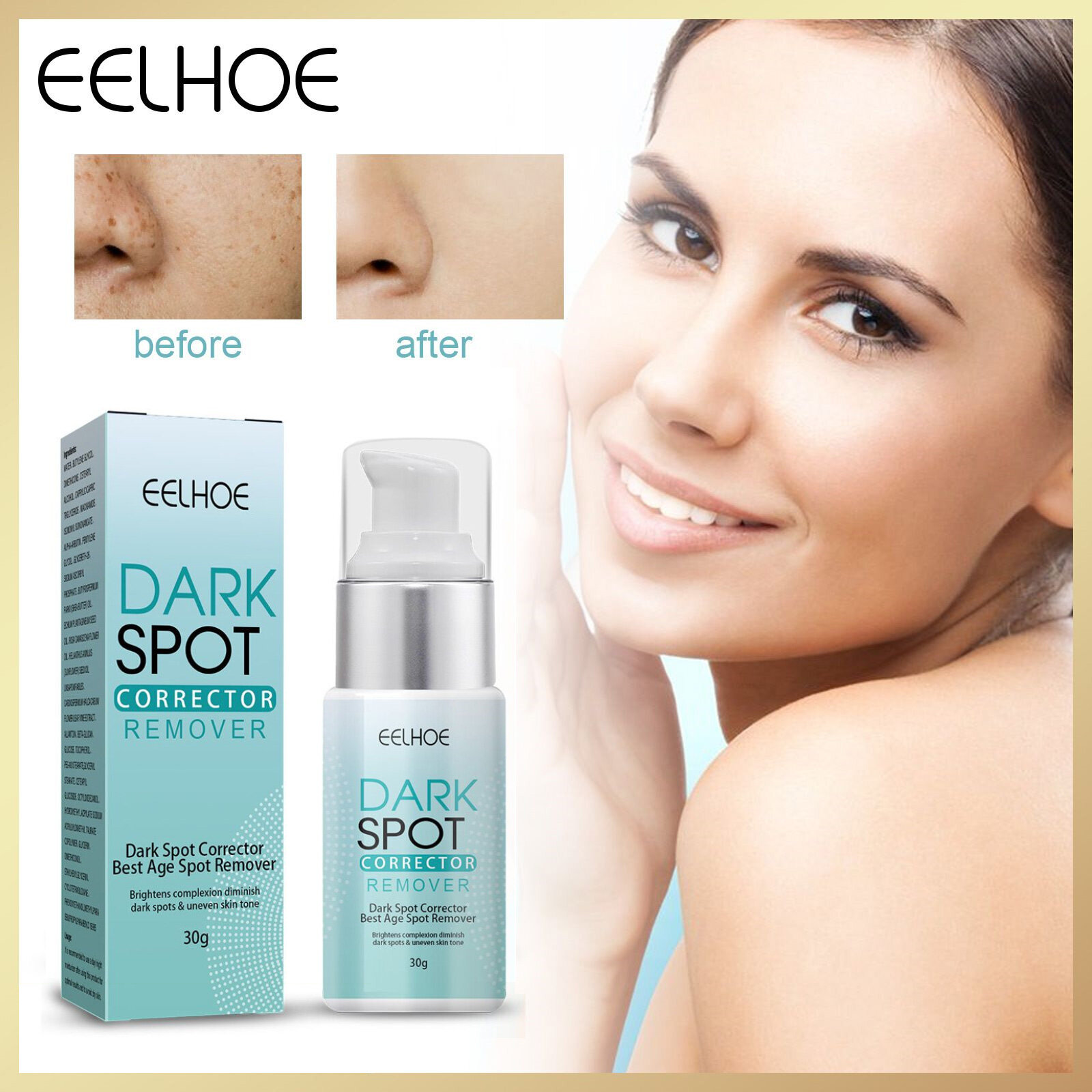 Eelhoe Dark Spot Remover Fade Cream Corrector for Melasma Reduces Age Spots Whitening Freckle Cream Remove Dark Spots Melanin Even Skin Tone Dark Spot Corrector Skin Whitening Moisturizing Cream(30g)