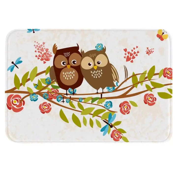 Hengjiang Burung Kartun Lucu Keset Motif Burung Hantu Keset Lantai