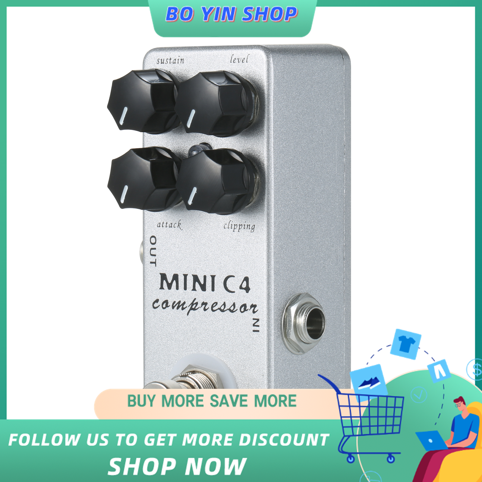 MOSKY MINI C4 Compressor Guitar Effect Pedal True Bypass