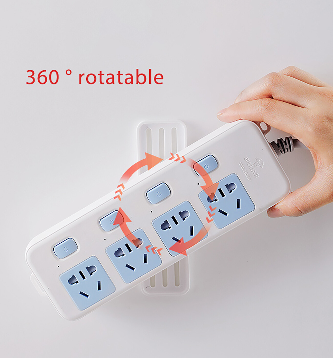 CNMF 360° Rotatable Power Strip Hook Power Plug Hanger Wall Mounted Socket Glue Sticker Hook
