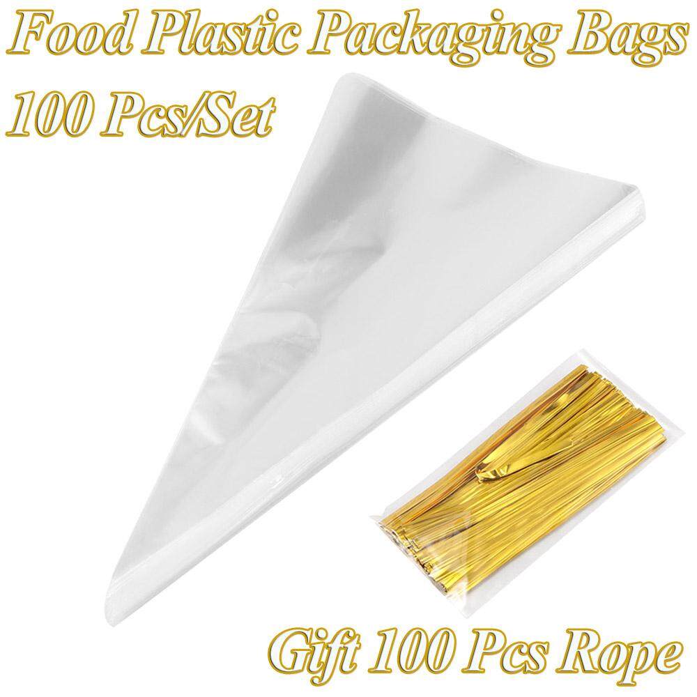 100pcs/Set Transparent Candy Bag Plastic Triangle Food Bags Christmas Supplies 