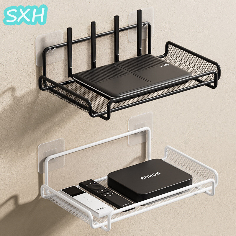 SXH Router Placement Rack Non Perforated Wall Projector Wall Mounted Tv Set-Top Box Storage Rack Wall Mounted Storage