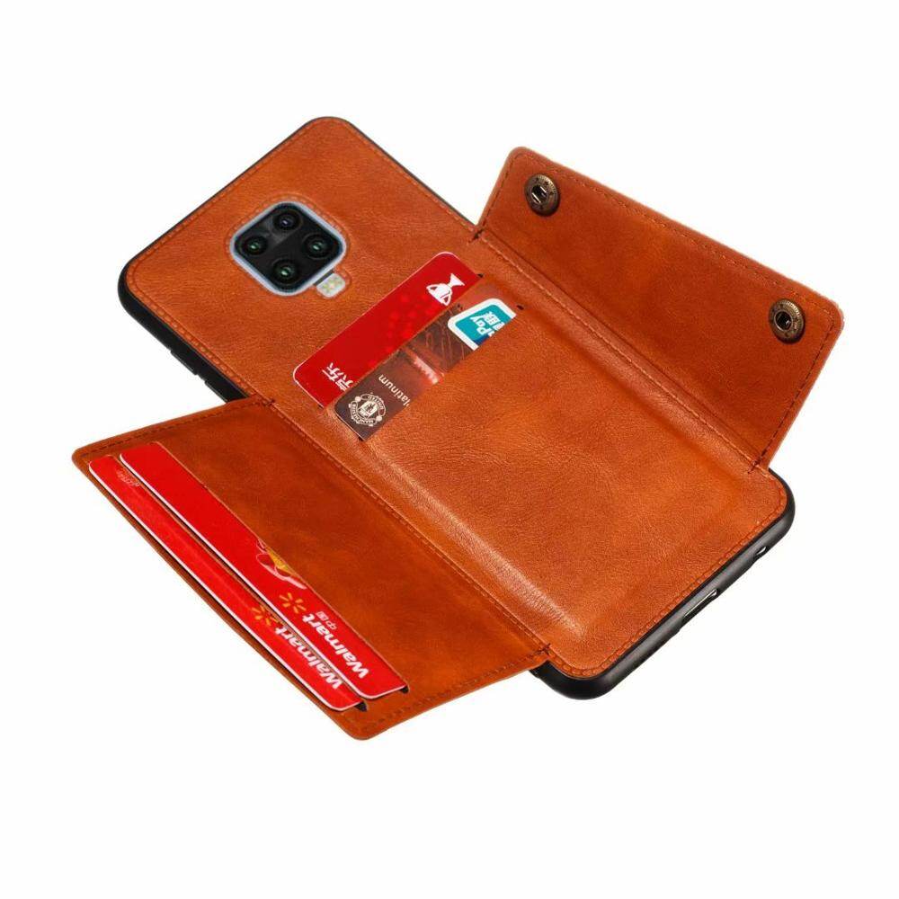 Ốp Lưng Cho Xiaomi Redmi Note 9S Note 9 Pro Max Đế Lật Từ Tính Bằng Da PU Cho Xe Hơi, Khe Cắm Thẻ Khóa Đôi Wallet Trường Hợp Che