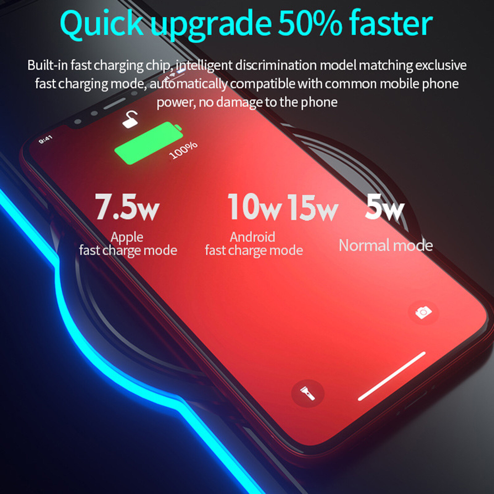 K9186 Mouse Mat Multifunctional Fast Charging 15W RGB Gaming Wireless Charging Computer Mousepad for Home