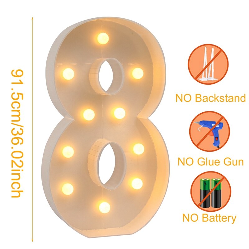 3D 0-9 LED Light Up Number Standee For Birthday Balloons Background ...