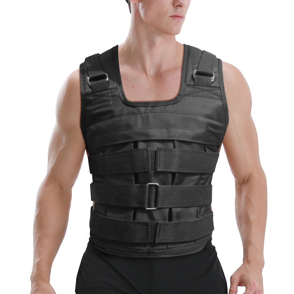 Max Loading 50kg Adjustable Weighted Vest Weight Jacket Oxford Exercise Weight Loading Cloth Strength Training (Empty)