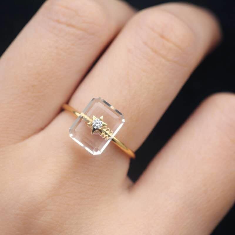 PANAOBEN⭐Silve 925 Rings Original New Diamond-studded Rectangular Unique Opening Adjustable Ring Elegant High-end Retro Ladies Silver Jewelry Cute Rings Korean Fashion Accessories Couple Ring For Men Vintage Sterling