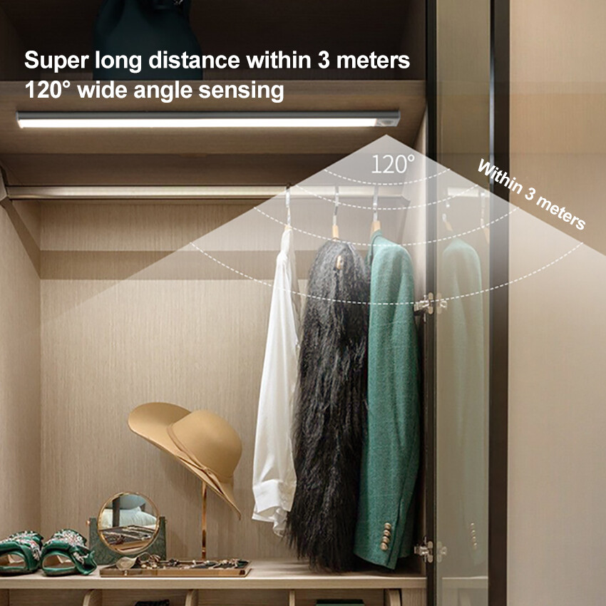 LED Night Light  Type-c Rechargeable Body Sensor Cabinet Light Wireless Kitchen Closet Light Indoor Lighting Bedroom Bedside Dorm Room Lamp