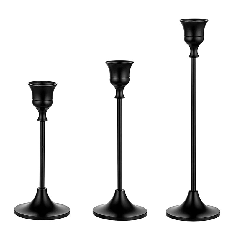 Taper Candle Holders Black Candlestick Set of 6 Candle Stick Long Holder for Fireplace Dining