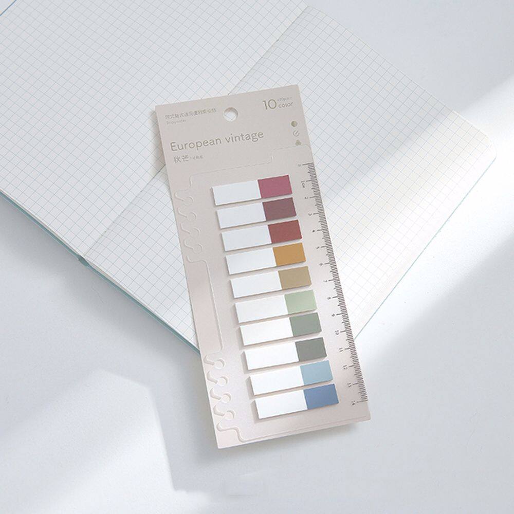 MMLUCK Colorful School Stationery Removable Translucent Color Pagination Label Notepad Stickers Note Bookmarks Memo Pad Label Sticky Notes Loose Leaf Index Sticky Notes