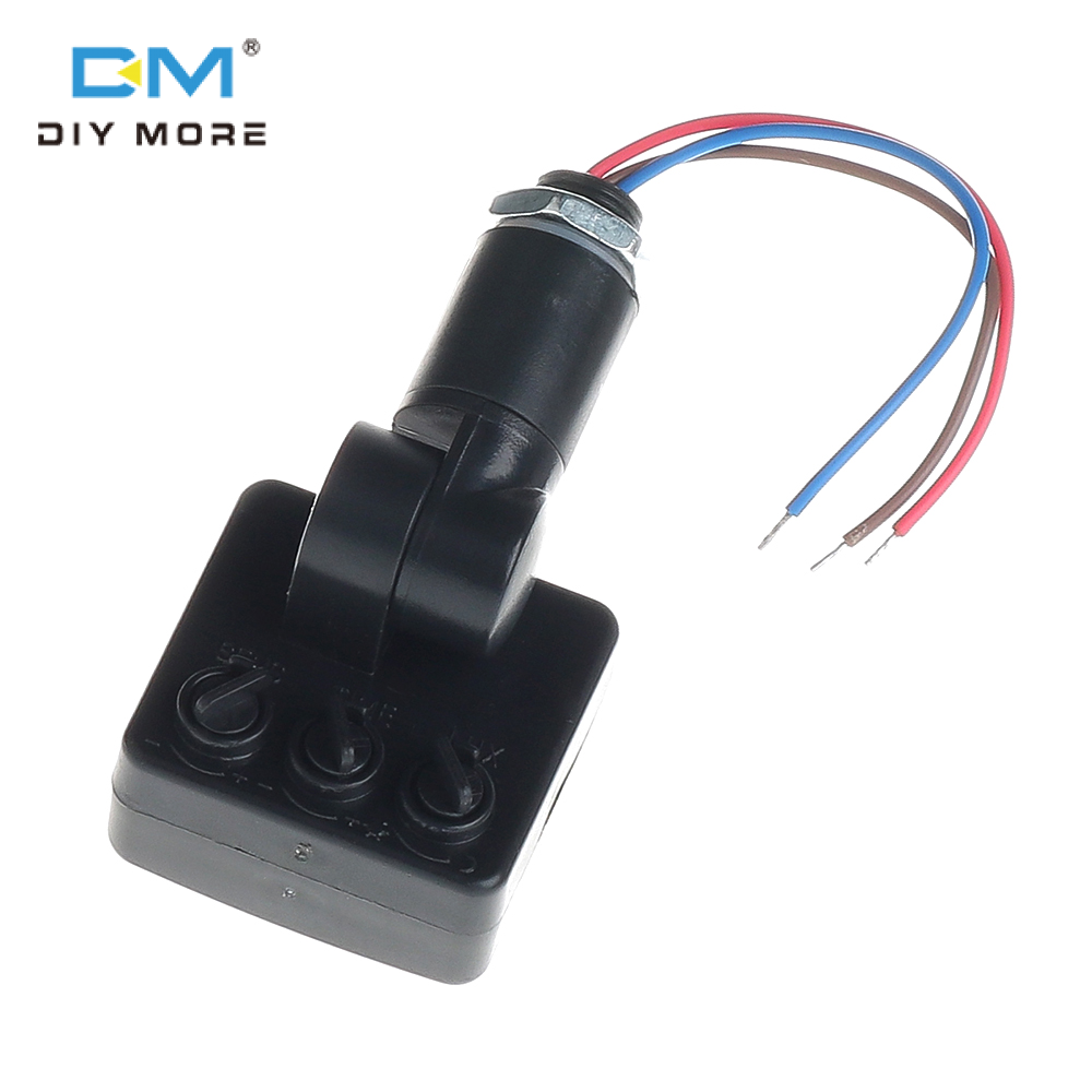 diymore Công Tắc Cảm Biến Chuyển Động Hồng Ngoại Cơ Thể Người Mini AC85-265V Đèn Pha LED Máy Dò Cảm Biến Chuyển Động PIR Cảm Biến Chuyển Động Ngoài Trời Chống Nước Công Tắc Điều Chỉnh PIR 12MM