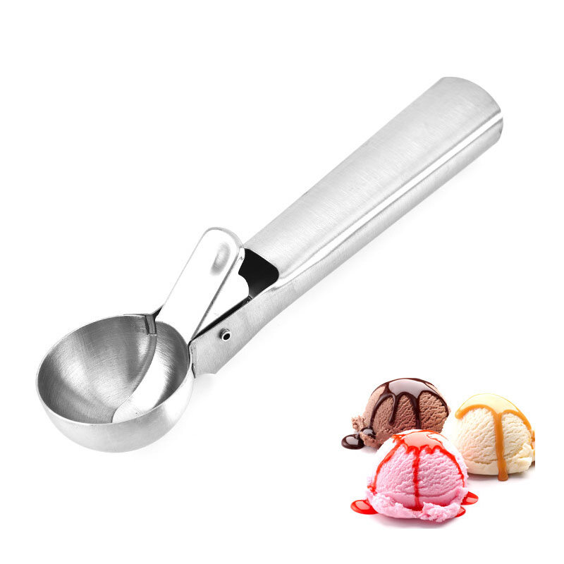 SHOOTHE Fruit Ice Ball Maker Non-stick Ice Cream Tool Stainless Steel Ice Cream Scoop Ice Cream Spoon Bar Accessorizes Portable Kitchen Gadgets