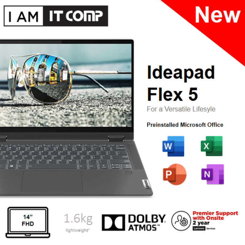Lenovo IdeaPad Flex 5 14ITL05 82HS009EMJ 14 Laptop Grey (I3-1115G4/8GB/256GB SSD/W10) FREE WIRELESS MOUSE & F-SECURE 1YEAR Malaysia
