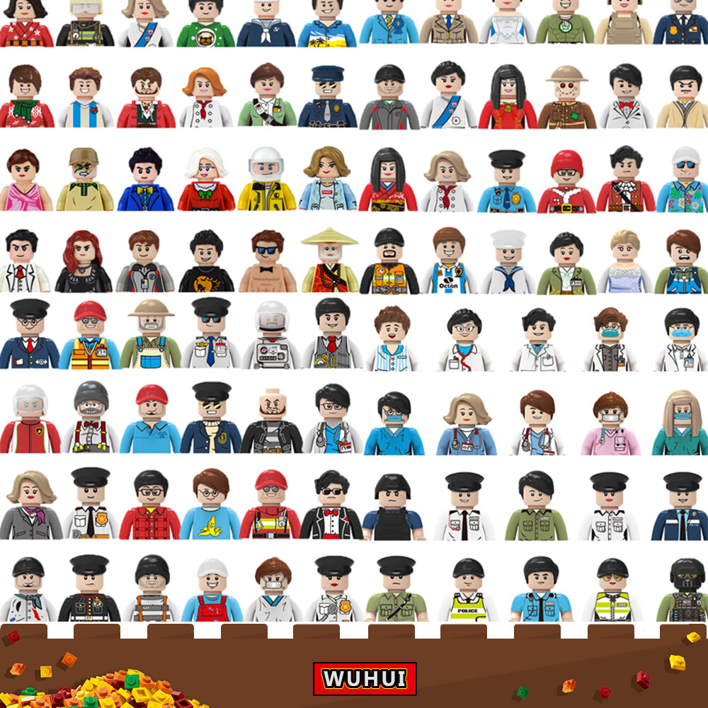 WUHUI 100PCS City Minifigures Toy Building Kit   Toys Building Blocks Friend Police Fireman Teacher Doctor Ninja Marvel Figure Building Bricks for Preschool Children Ages 3+ Kids Toys Compatible with All Brands