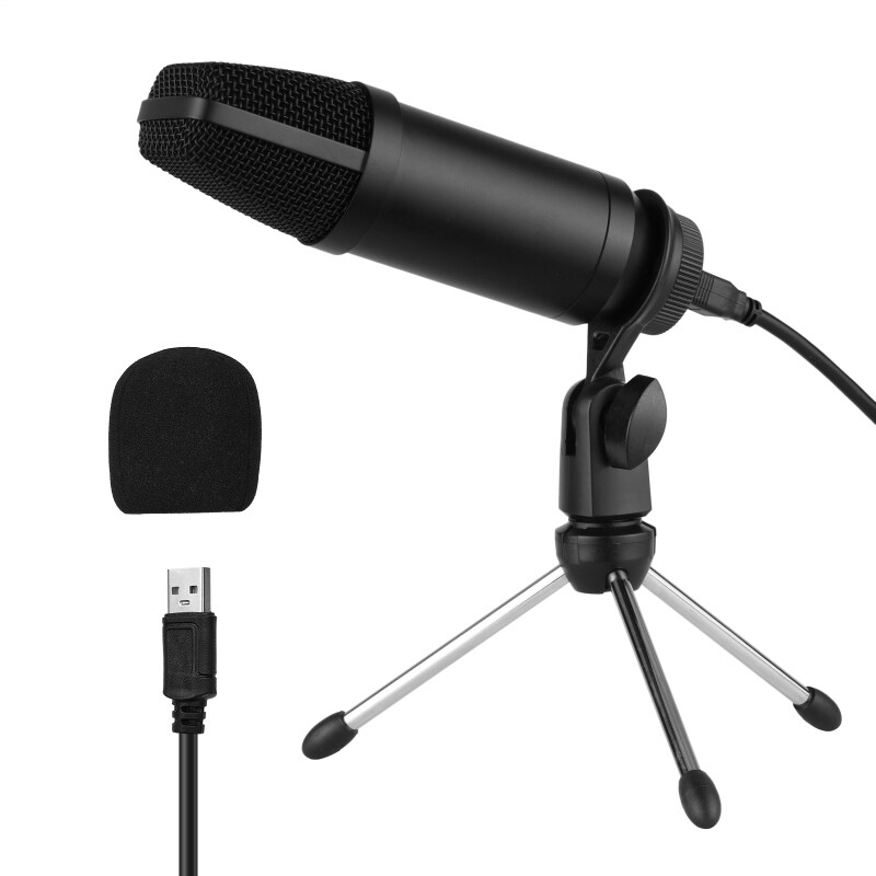 Bộ Micro Điện Dung USB Với Chân Máy Micro Có Thể Gập Lại Dây Nguồn USB Bọt Gió Giảm Giật Để Ghi Âm Phát Trực Tiếp Giọng Nói Trò Chuyện