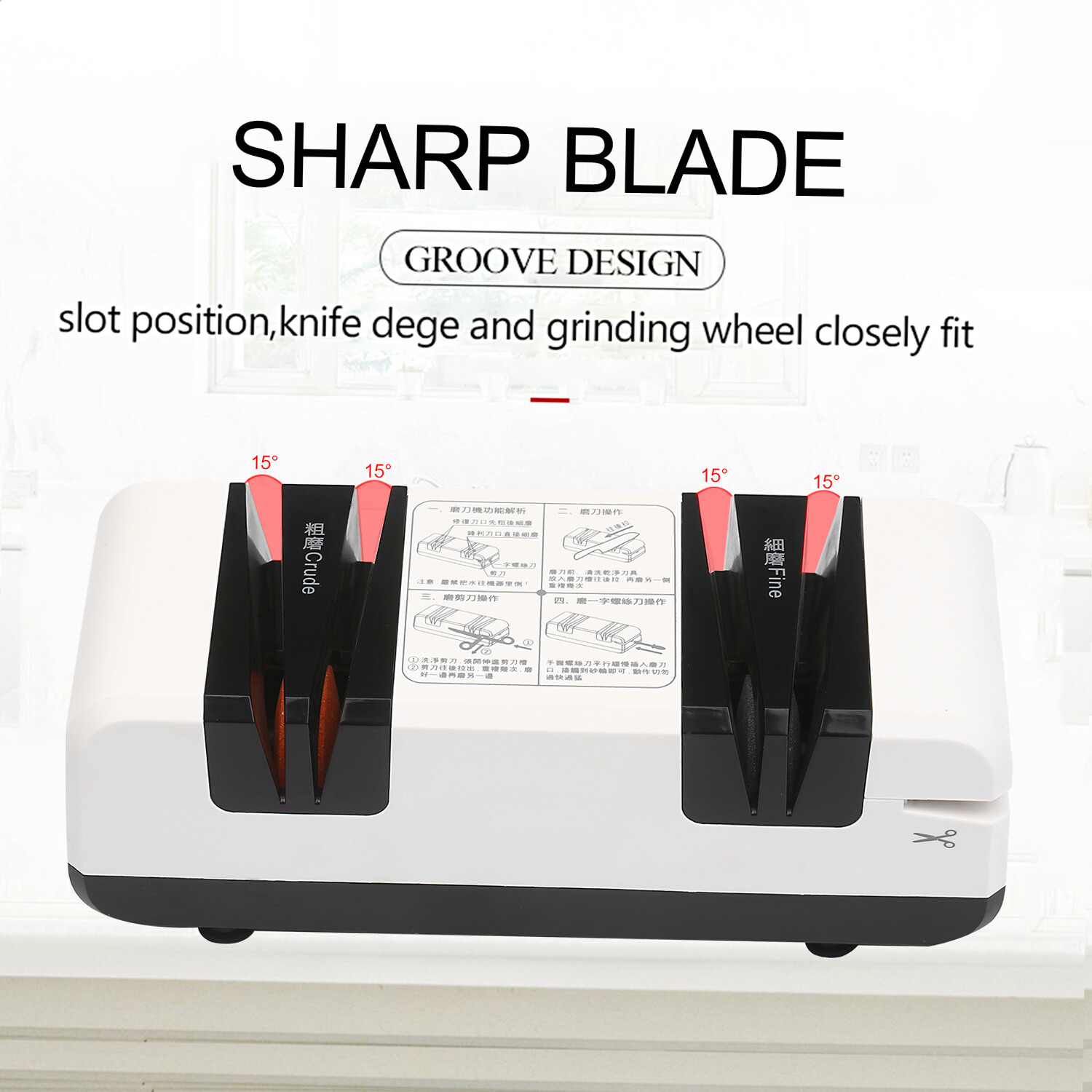 Smart Sensor Máy Mài Điện Chuyên Nghiệp Máy Mài Cắt Tự Động Đa Năng Với Rãnh Thô Và Mịn Vát 15 Độ Cho Dao Răng Cưa Thẳng Kéo Máy Cắt Nhà Bếp Máy Mài Với 3 Bánh Xe Chà Nhám Có Thể Thay Thế Và Bàn Chải Sạch