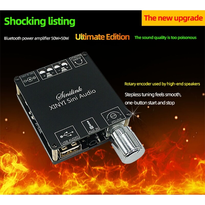 Home Passive Amplifier Speakers Bluetooth Board Module Amplifier 3.5mm AUX Bluetooth 5.0 Amp 50W+50W