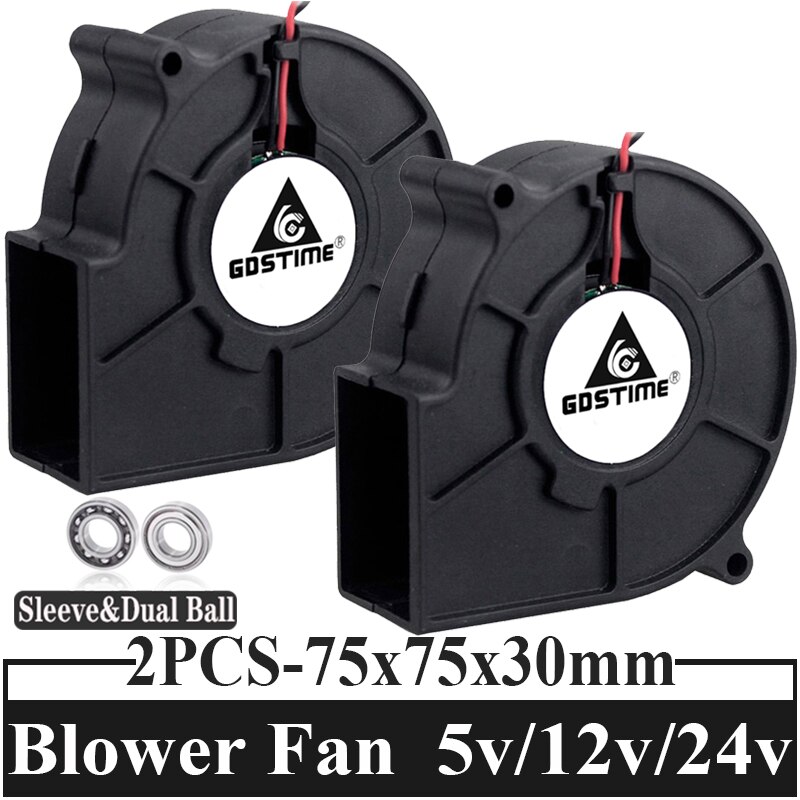 2PCS DC Blower พัดลม75X75x30mm 5V 12V 24V 7ซม. 7530 Centrifugal Radial ...