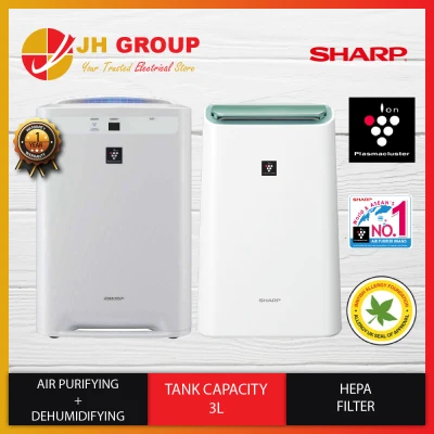 Sharp 2 IN1 Plasmacluster Air Purifying (23m²) KCWS50LW & Humidifying (21m²) + 2 IN 1 Plasmacluster Air Purifying (24m²) DWE16FAW & Dehumidifying (38m²) Air Purifier With HEPA Filter